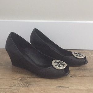 Tory Burch black wedges